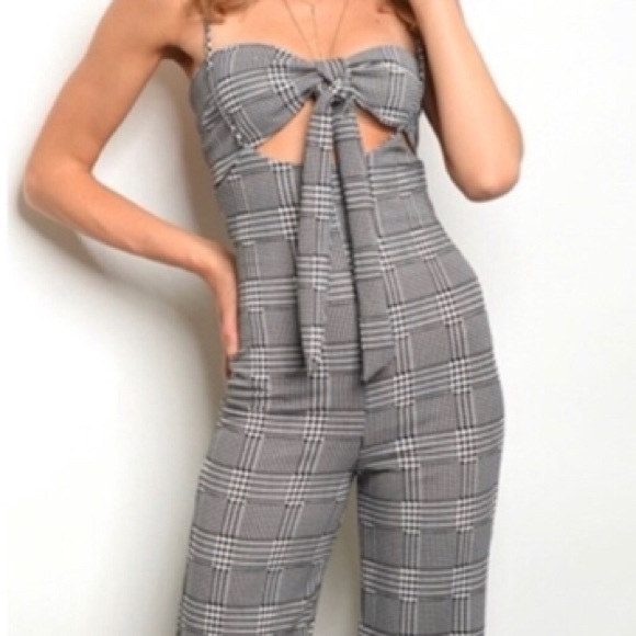 Houndstooth Two Piece Overall/ Jumper Set - Picture 2 of 5